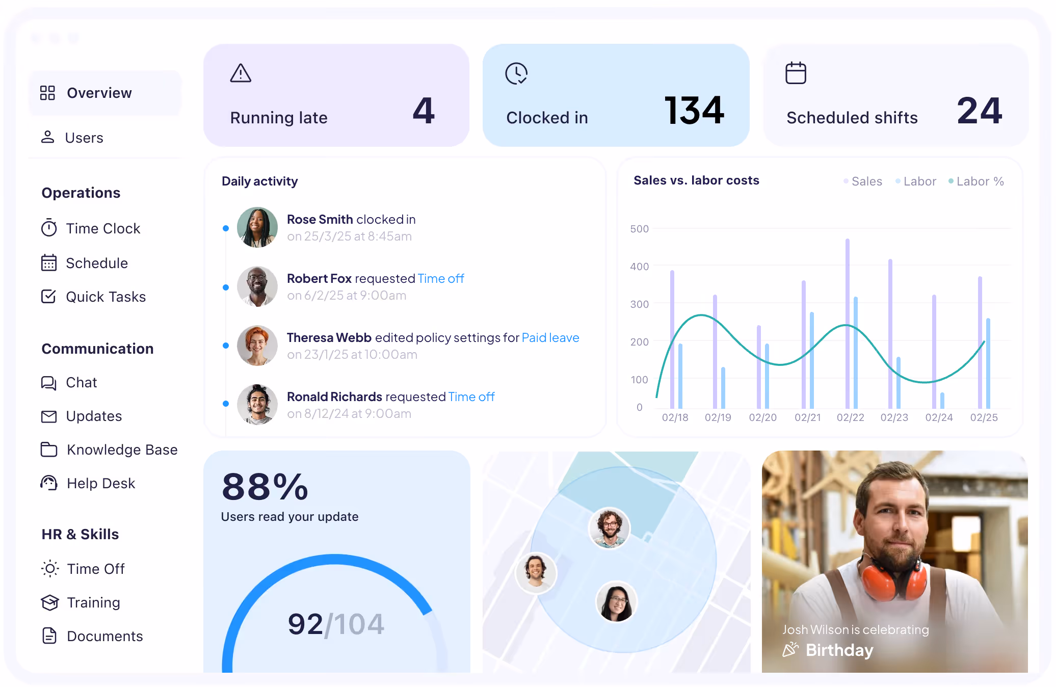 Connecteam employee training and management app interface