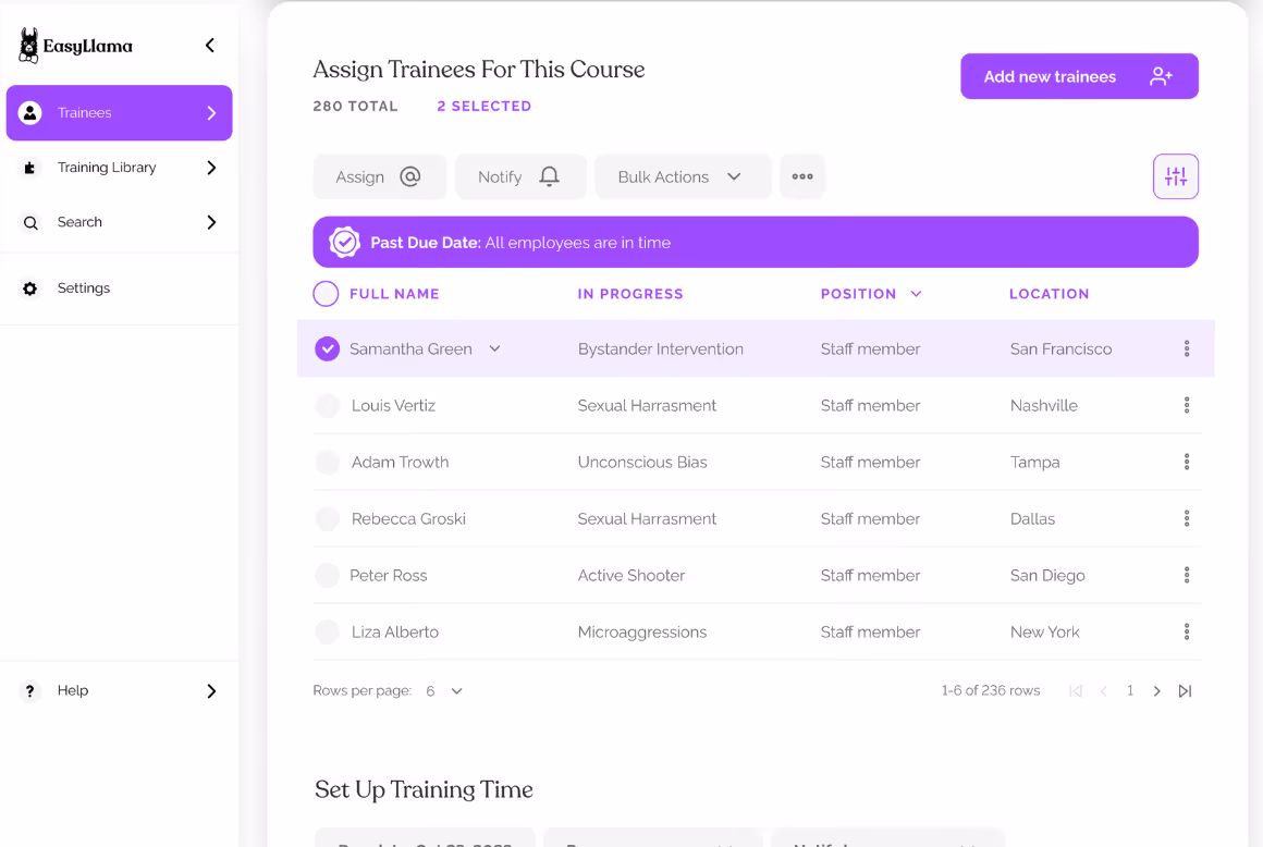 EasyLlama compliance training software interface