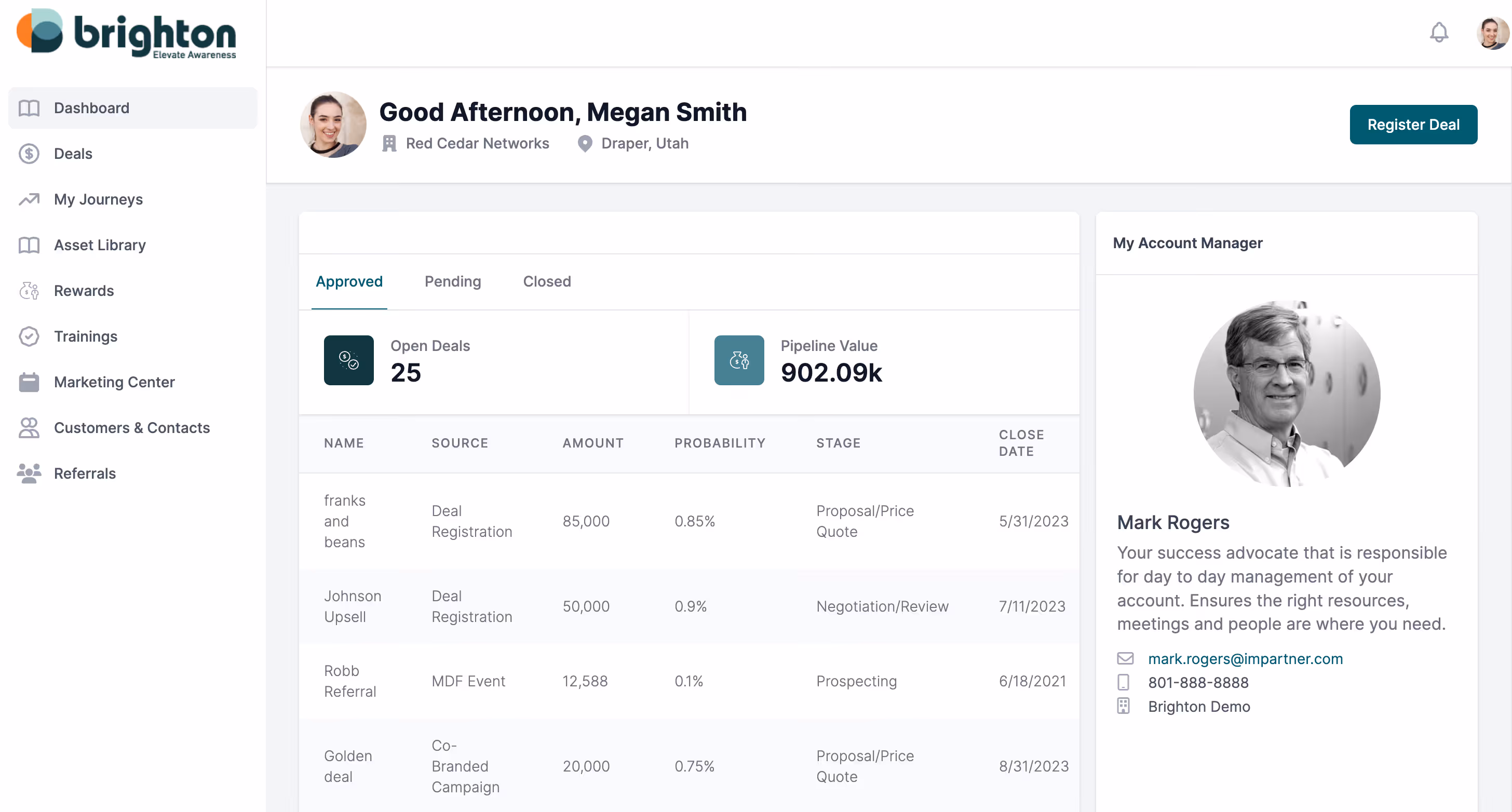 Impartner partner management and training platform interface