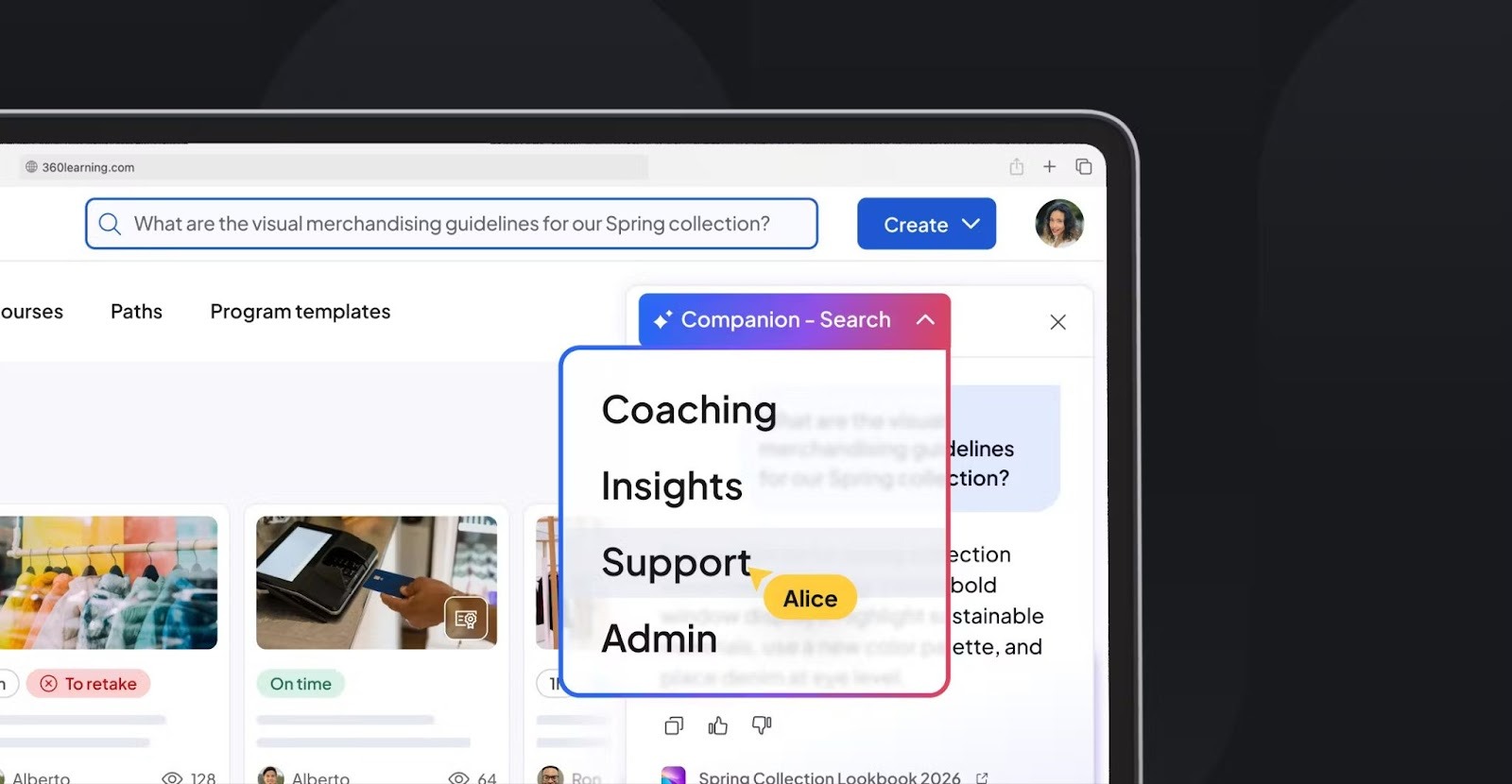 360Learning's AI Companion mockup