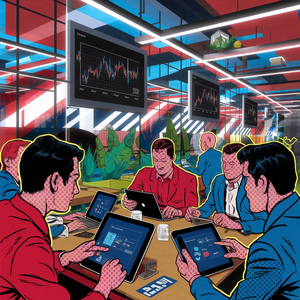 Moderne Geschäftsumgebung mit Menschen, die an Tablets arbeiten.