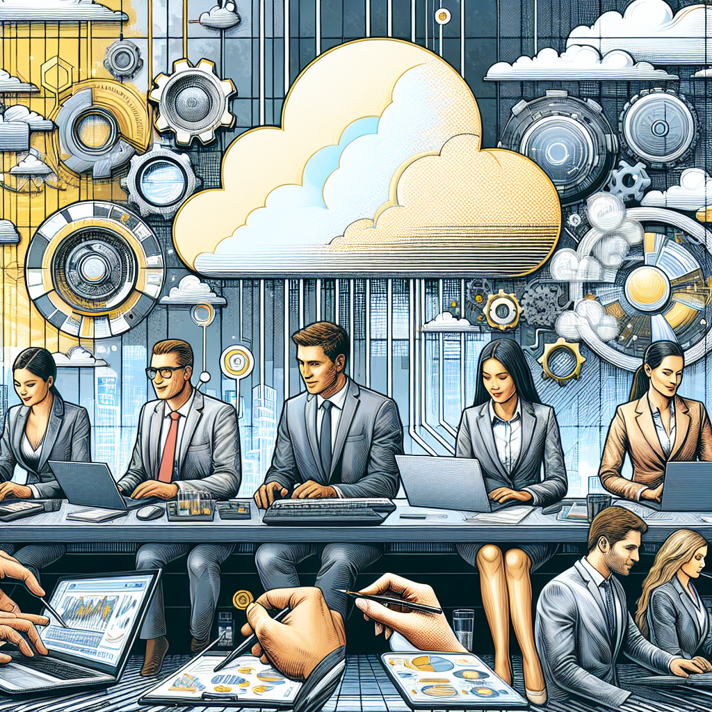 Digitale Teamarbeit in einem Hightech-Büro mit Cloud Computing und Datenanalyse