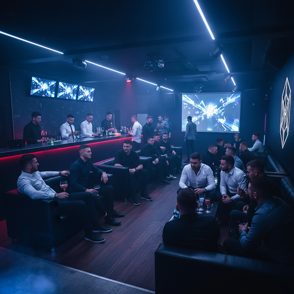 Club guests socializing inside a nightlife venue