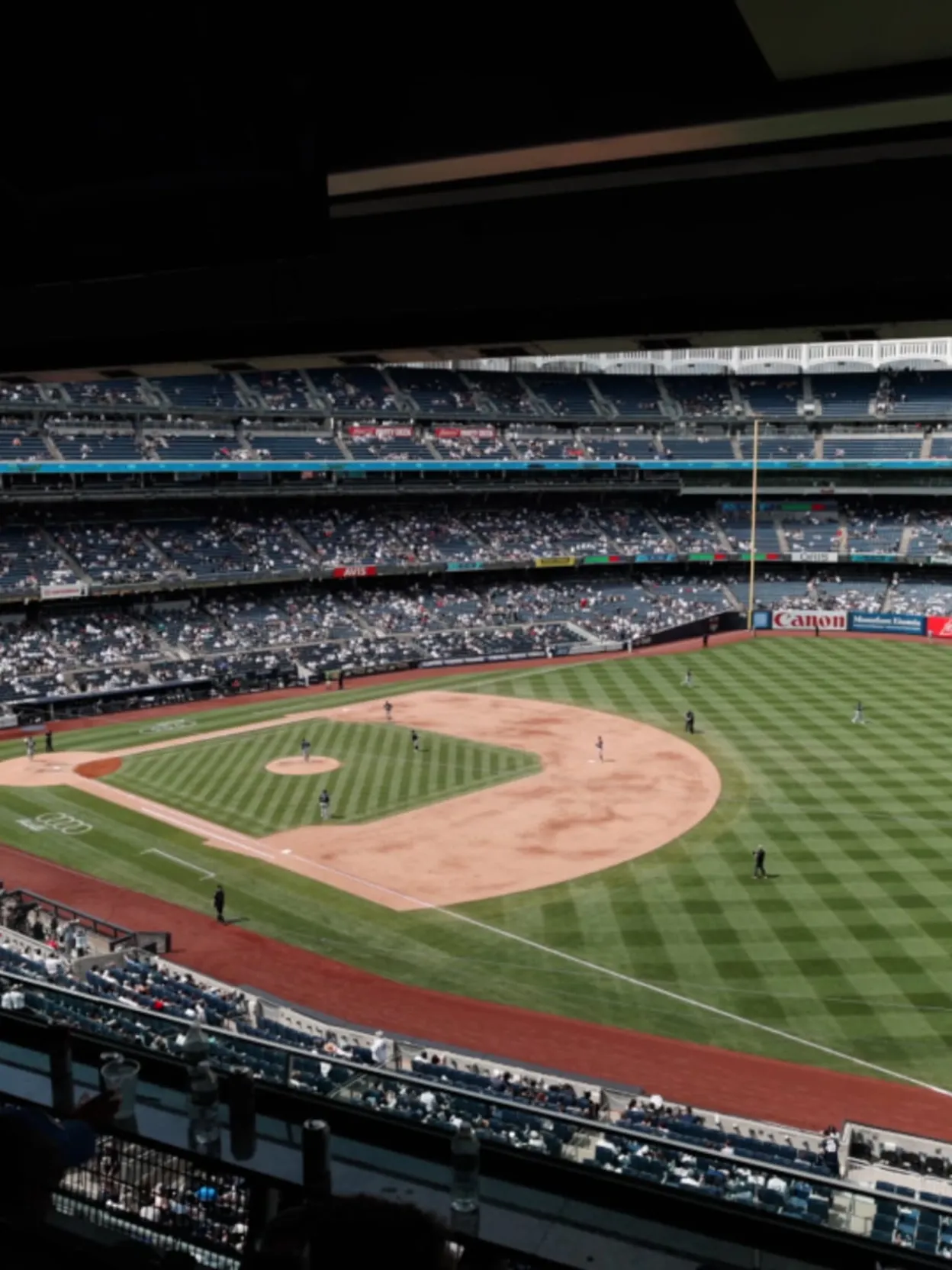A view of the grandstands from the stadium suite