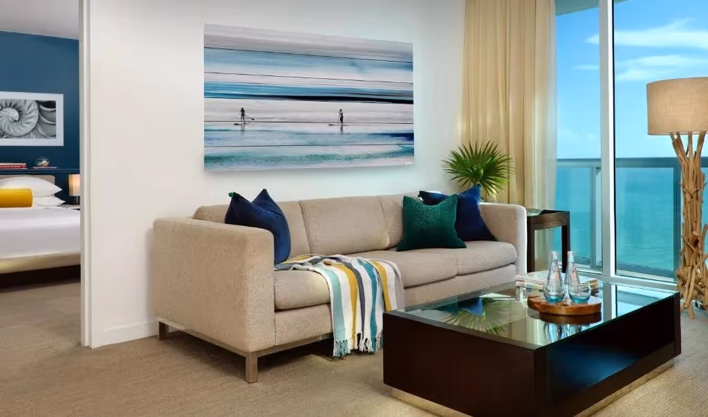  Sole Miami Sunny Isles Beach - 249 rooms - 28 minutes from the nearest airport Modern rooms with sleek decor have private terraces with ocean or bay views, plus coffeemakers, free Wi-Fi and flat-screen TVs. Airy 1- and 2-bedroom suites add minibars and full kitchens. Enjoy breakfast, access to the fitness center, and use of beach chairs, towels and umbrellas. There's also a private beach club, an outdoor pool, a spa, and an Italian restaurant. Hotel Website Want some help planning your offsite meeting? Get in touch with our team of company event planning and business travel experts, or explore more of Miami in our City Guide . 
