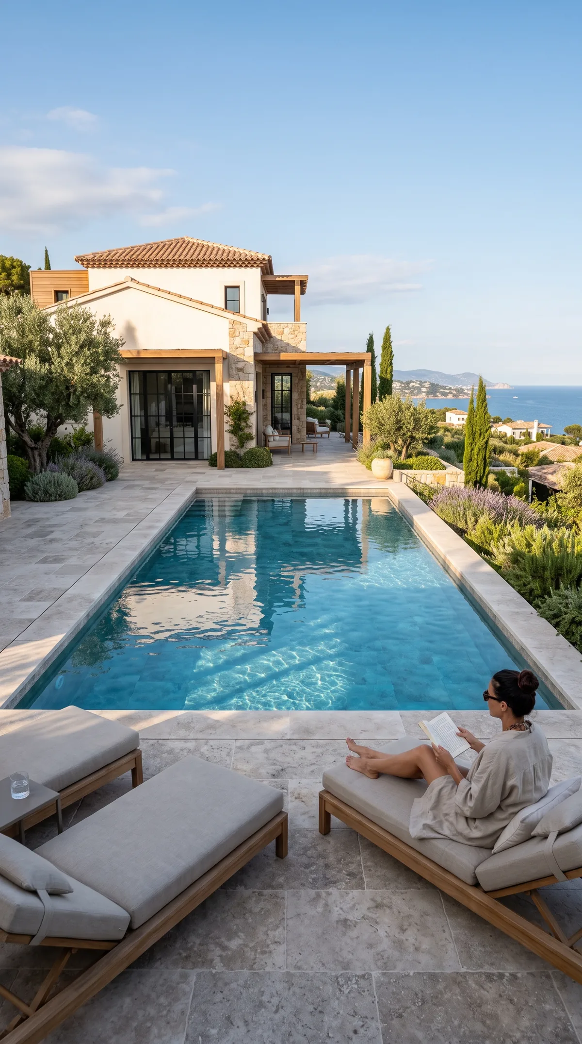 Piscina desbordante con vistas abiertas