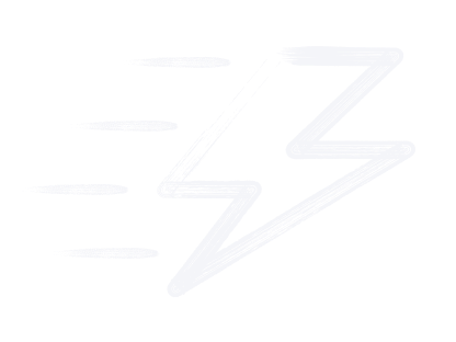 White lightning bolt icon with three horizontal motion lines on a black background symbolizing speed or fast response.