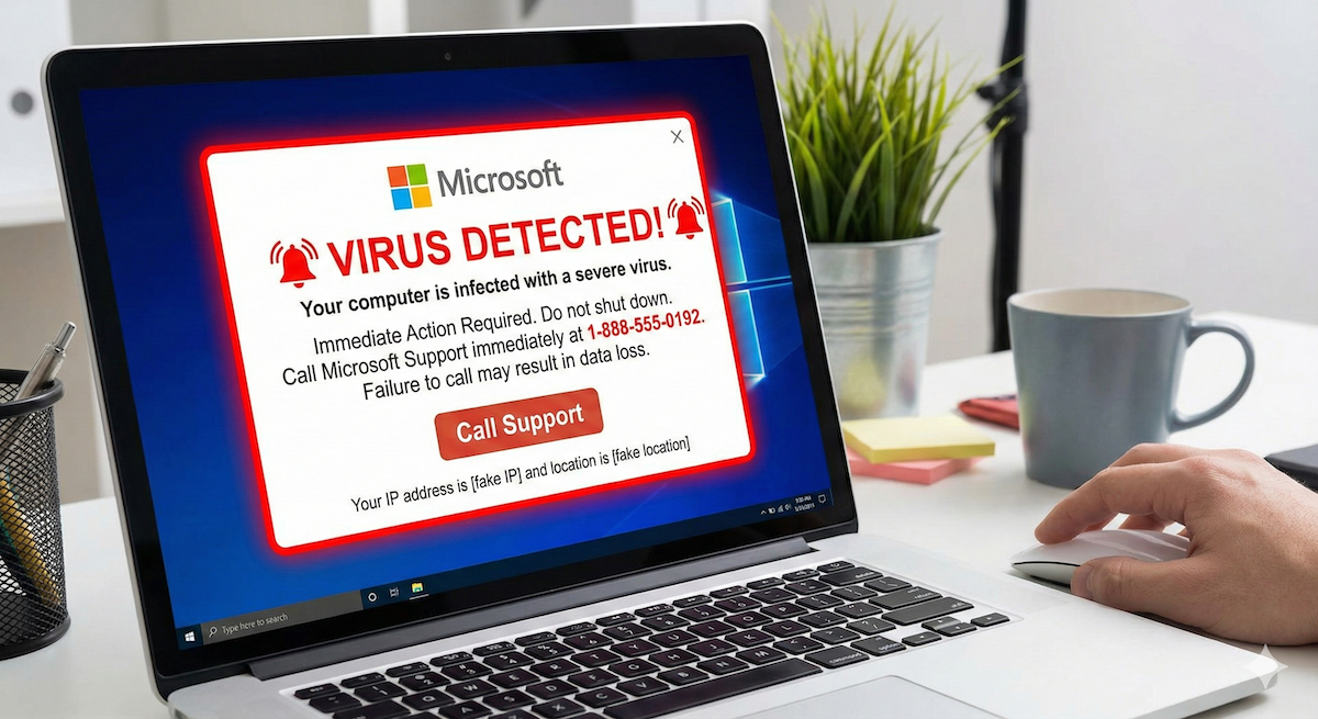 example of a fake alert pop up scam