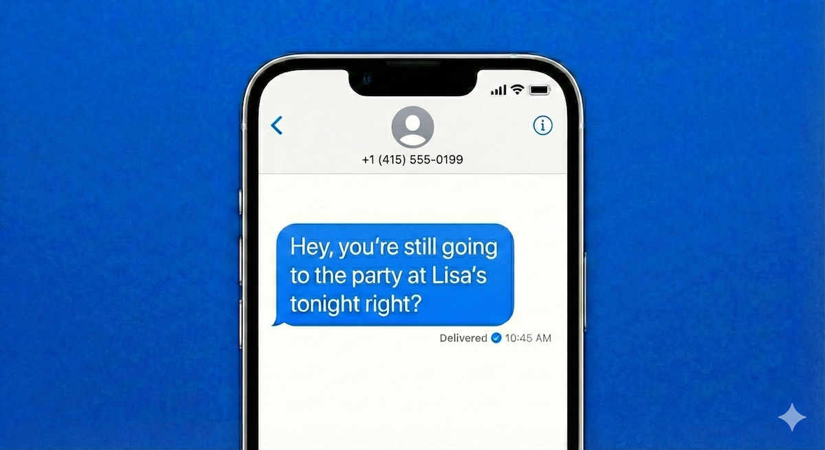Phishing text inviting someone to a party