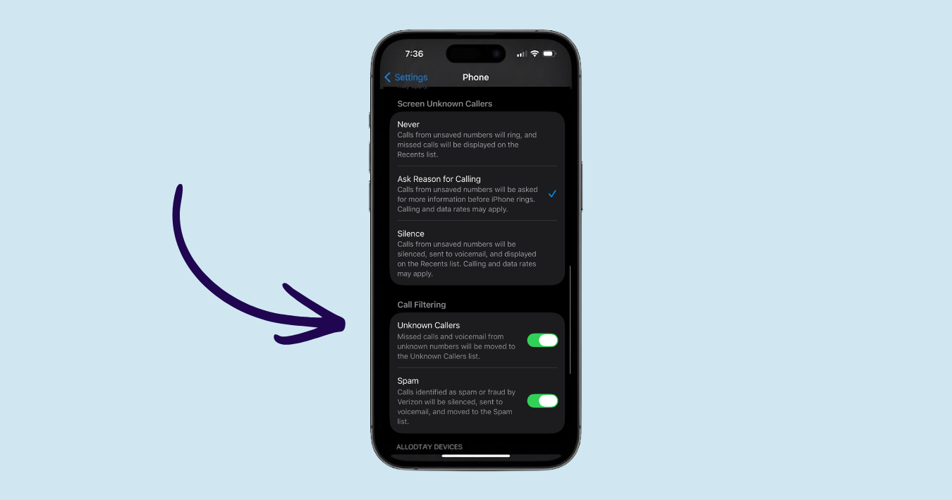 iphone and android phones showing 'scam likely' and 'suspected scam' warnings on phonecalls