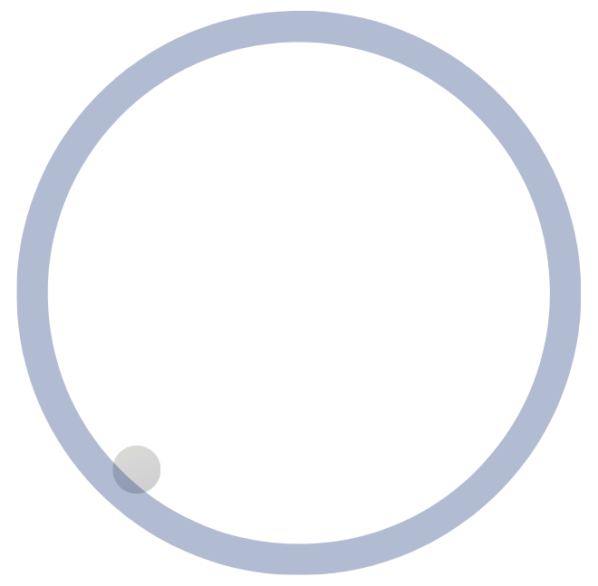 Dark blue circular progress ring with a small light gray circle indicating the start point at the bottom left.