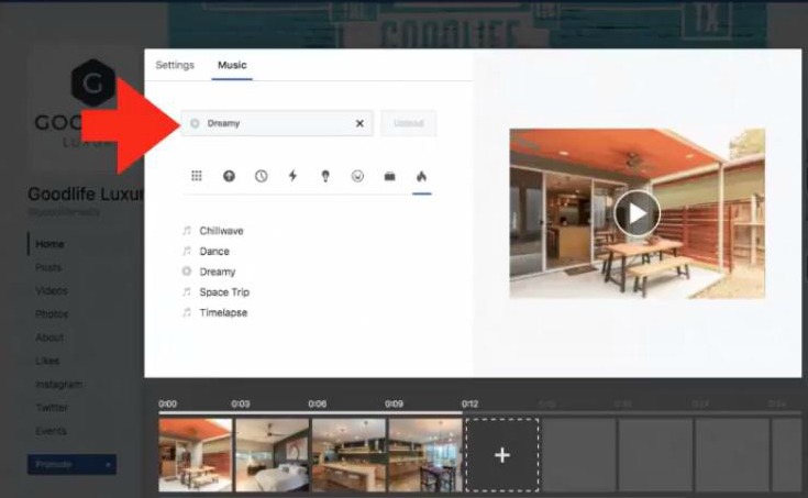 Select themed music for your Facebook Slideshow