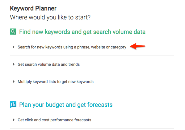 Finding Keyword Ideas with Keyword Planner