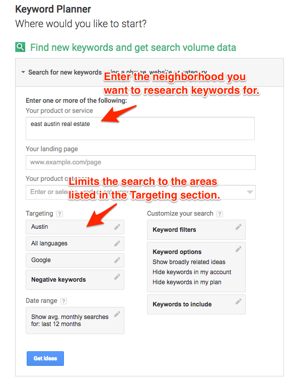How to get Keyword Search Ideas Using Keyword Planner