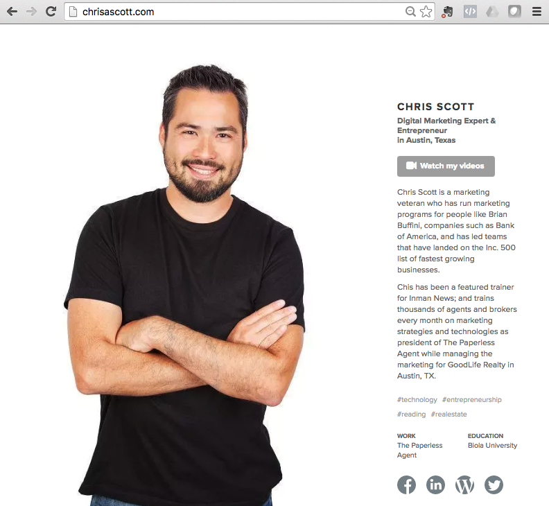 About.me profile page example