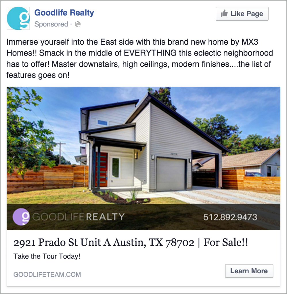Facebook Ad for Real Estate Listing