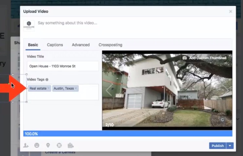 Upload the video from its location on your device