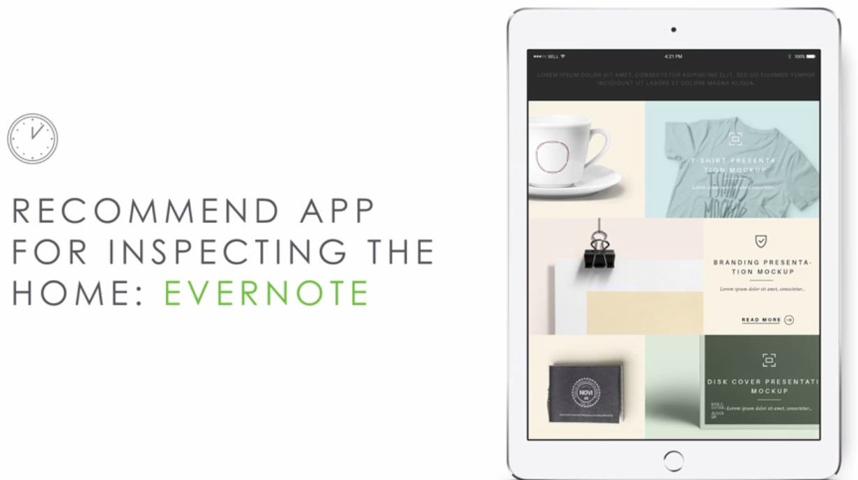 Evernote is the recommended app for inspecting the home
