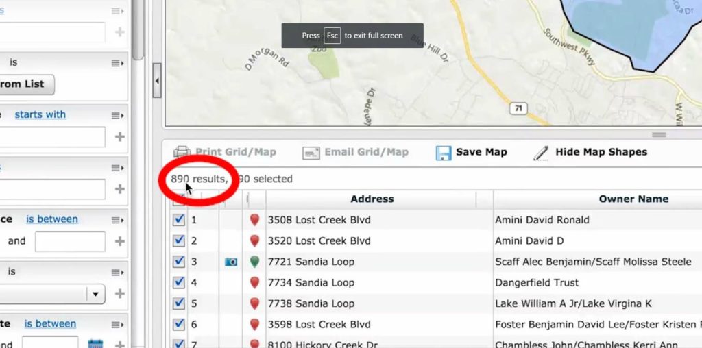 list of all the homes in the area