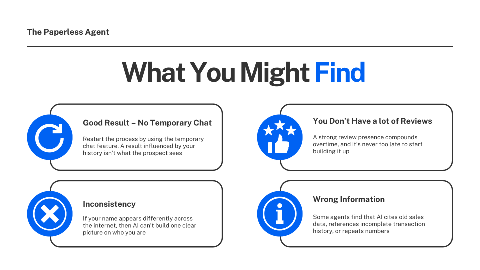 The common results agents get when testing what ChatGPT and AI says about them