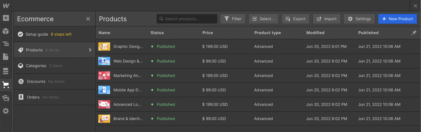 eCommerce Collection - Learnify X Webflow Template