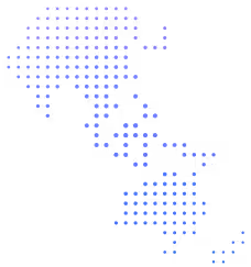 Pixelated map of Asia and Oceania in blue on a black background.