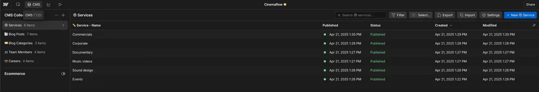 CMS - Cinemaflow Webflow Template