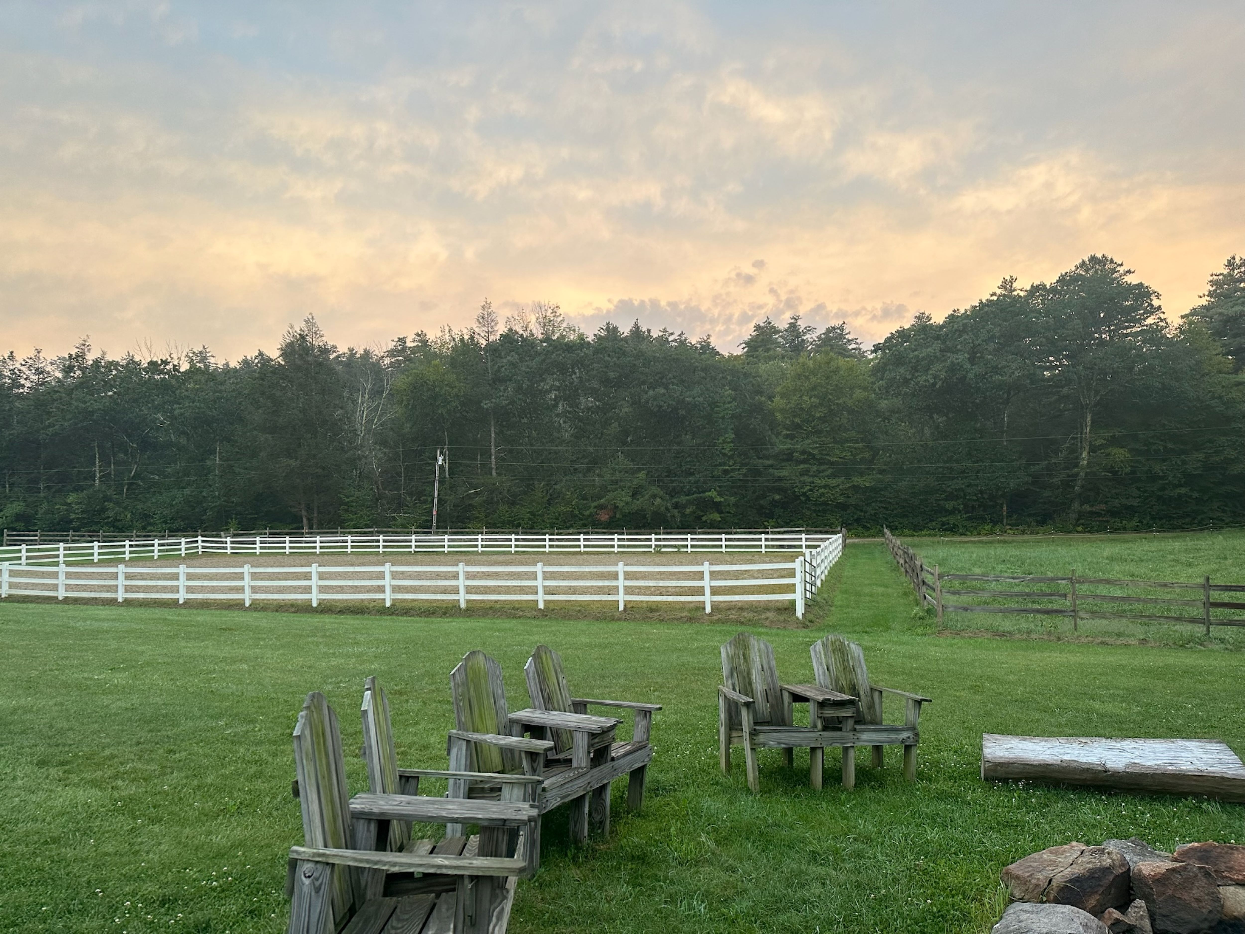 Just outside the Lodge there is our firepit and horse paddocks
