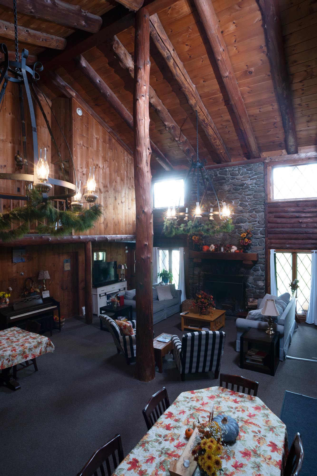 With high ceilings and a cozy fireplace, the Lodge would make a perfect place to host your next event