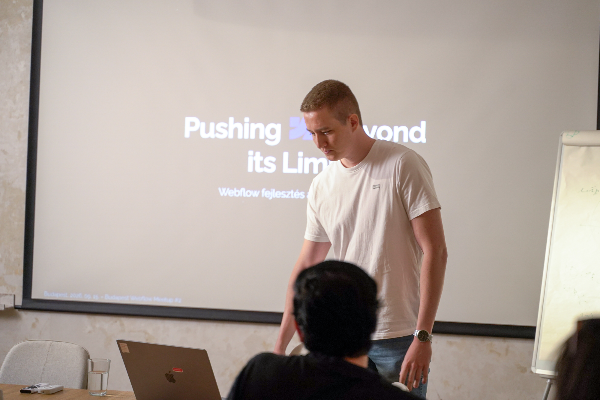 Person preparing to start presentation.
