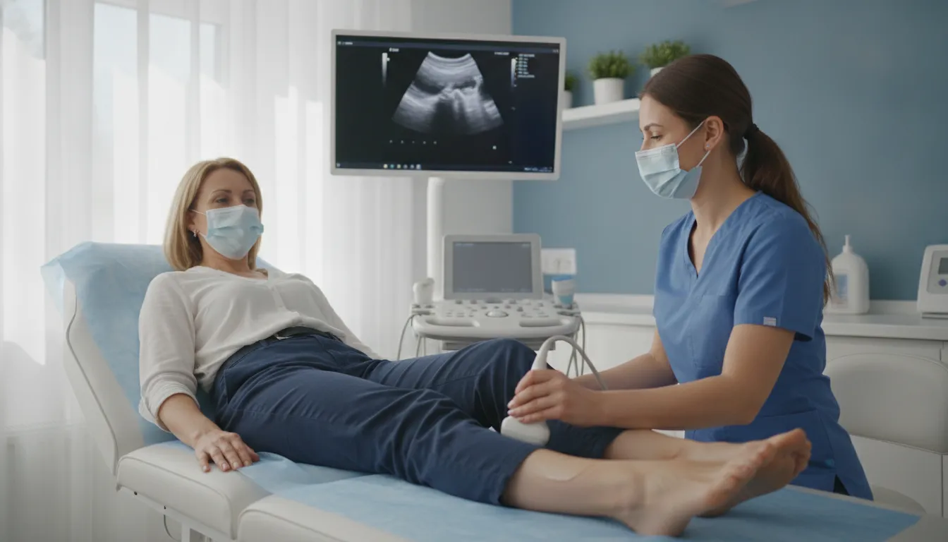Leg ultrasound evaluation before VenaSeal or radiofrequency ablation