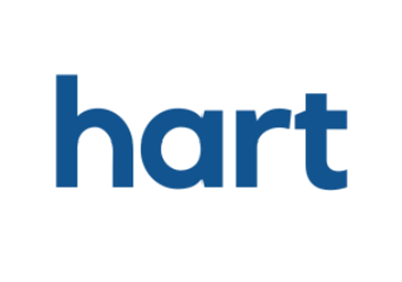 Hart brand name in bold blue lowercase letters.