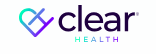 Multi-colored heart to the left of the text 'Clear Health' with clear being in black lowercase lettering and health being in all caps and the same multi-color as the heart on a white background.