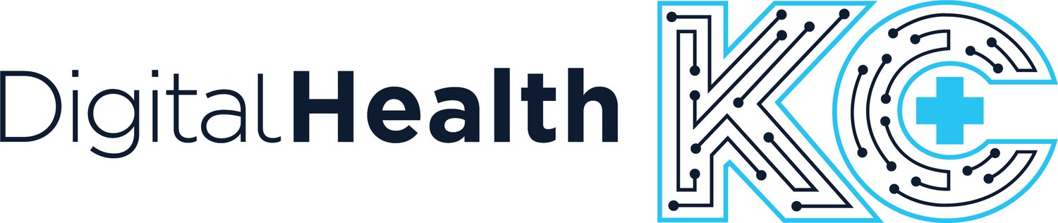 Logo with text 'Digital Health' followed by stylized letters 'KC' incorporating a circuit pattern and a medical cross inside the letter C.