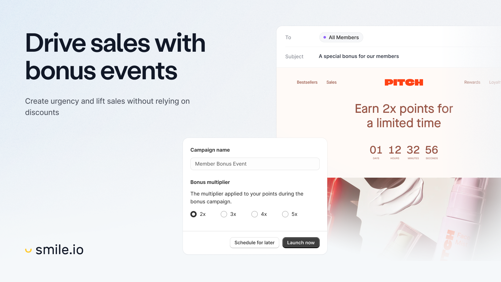 Smile.io bonus events et campagnes points double