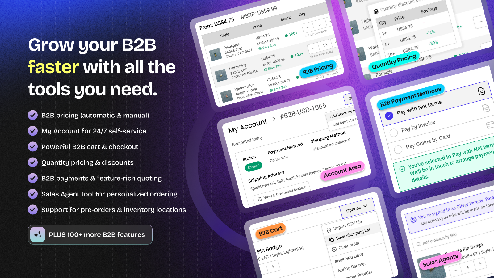 SparkLayer - Portail B2B Shopify avec fonctionnalites wholesale completes