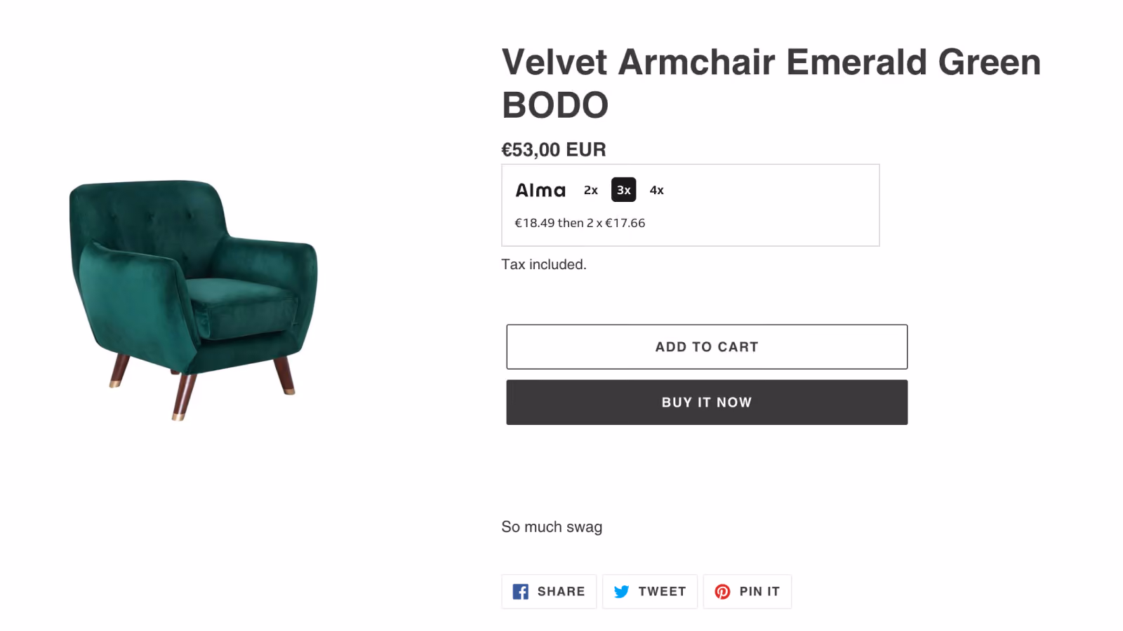 Alma widget paiement fractionne fiche produit Shopify