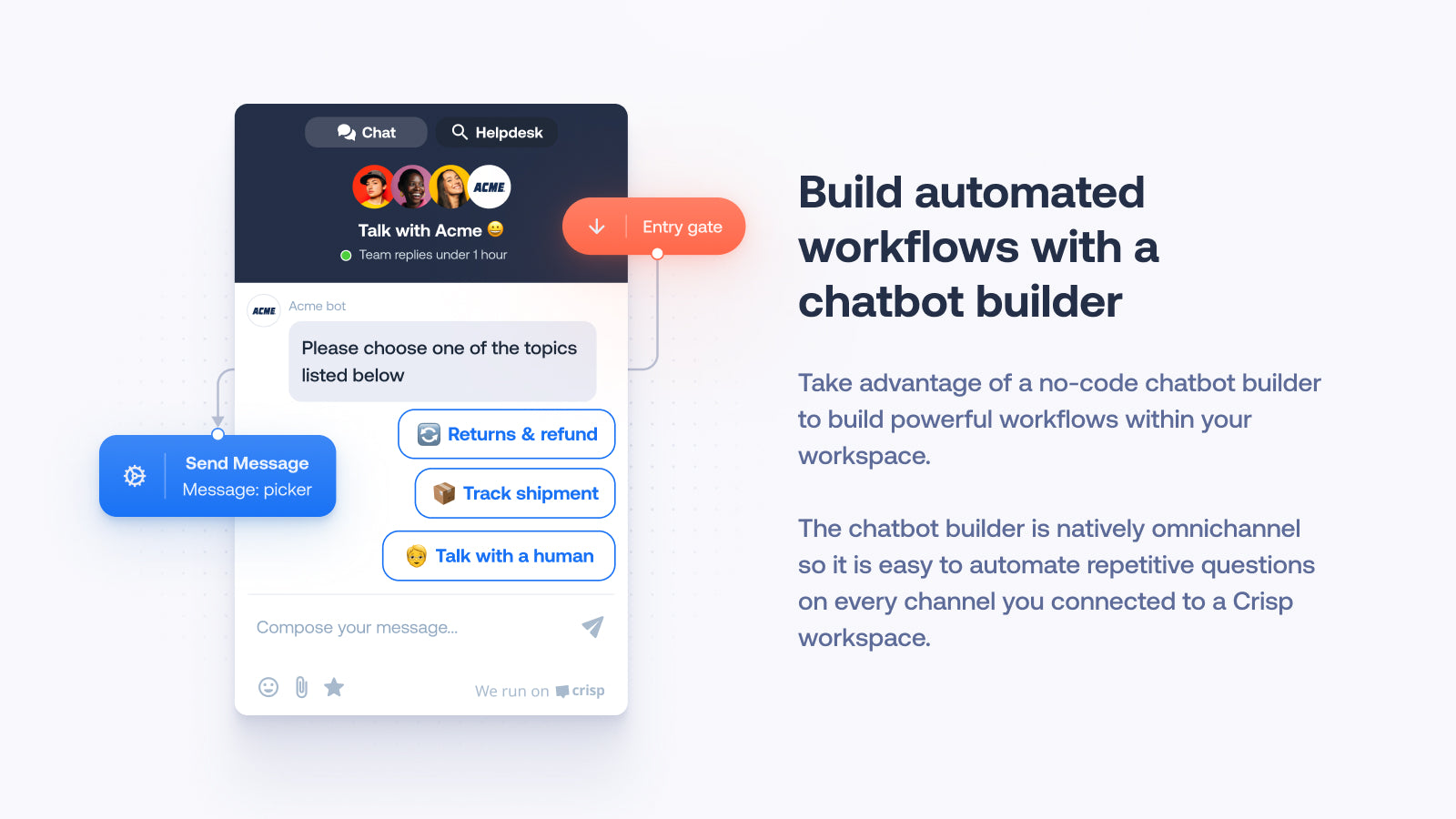 Crisp AI chatbot Shopify automatisation
