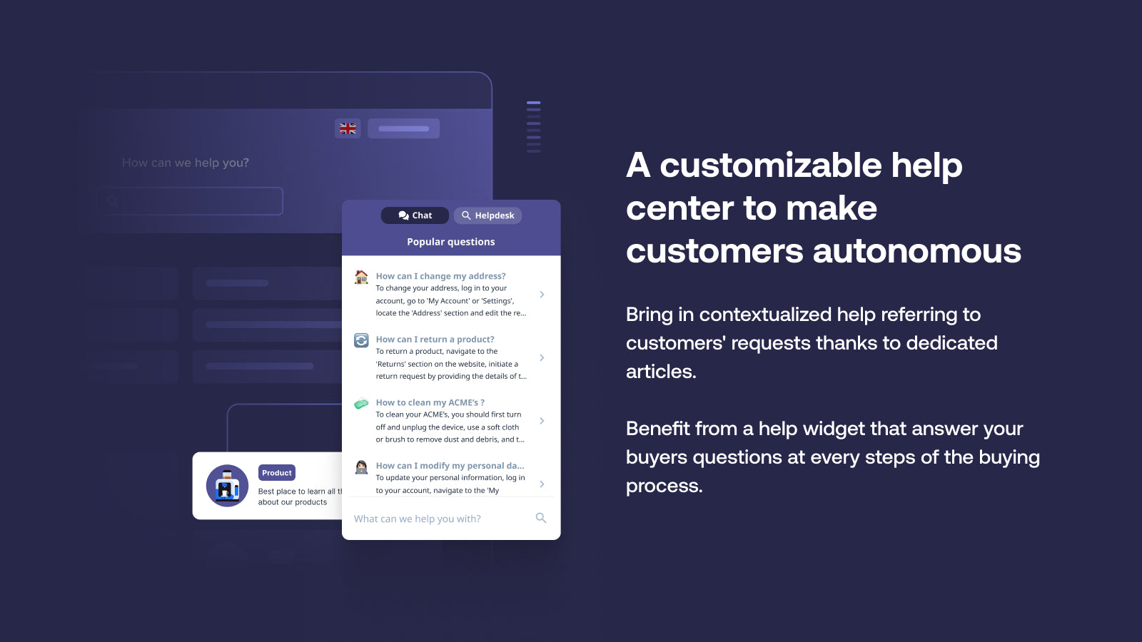 Crisp centre aide FAQ builder Shopify