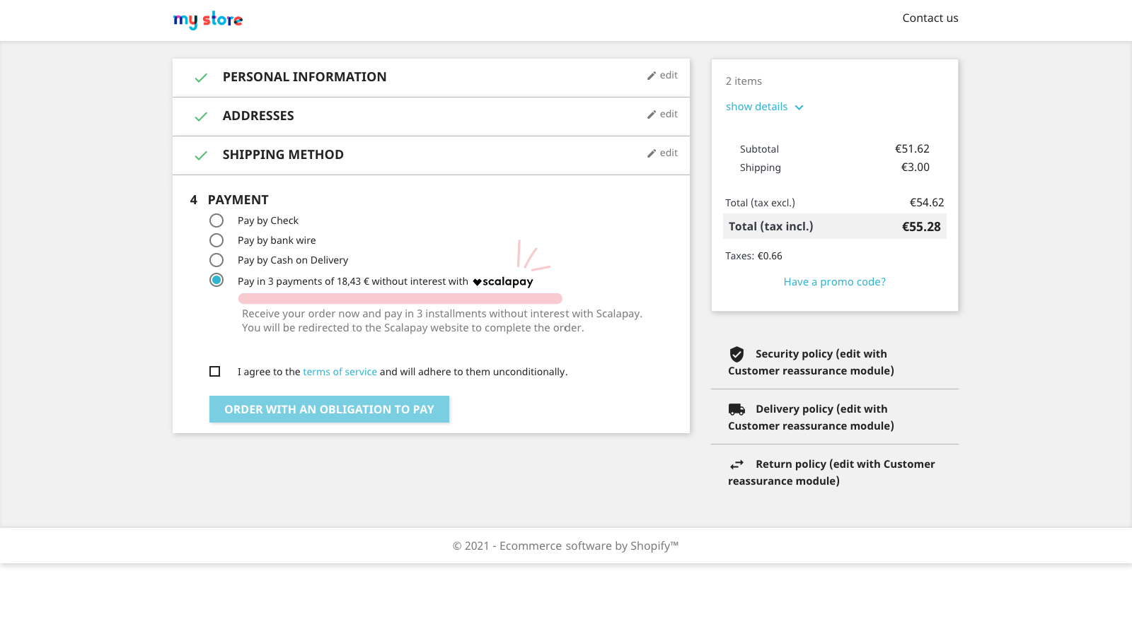 Scalapay - Integration complete paiement fractionne Shopify