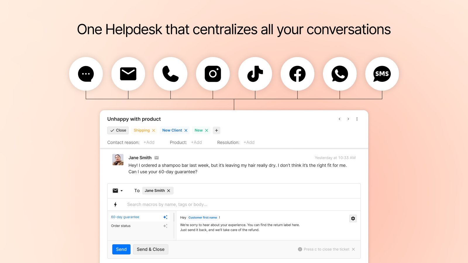 Gorgias Helpdesk - Boite de reception unifiee Shopify