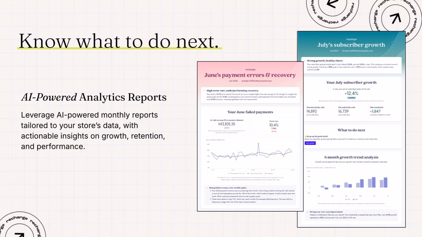 Recharge analytics MRR abonnements