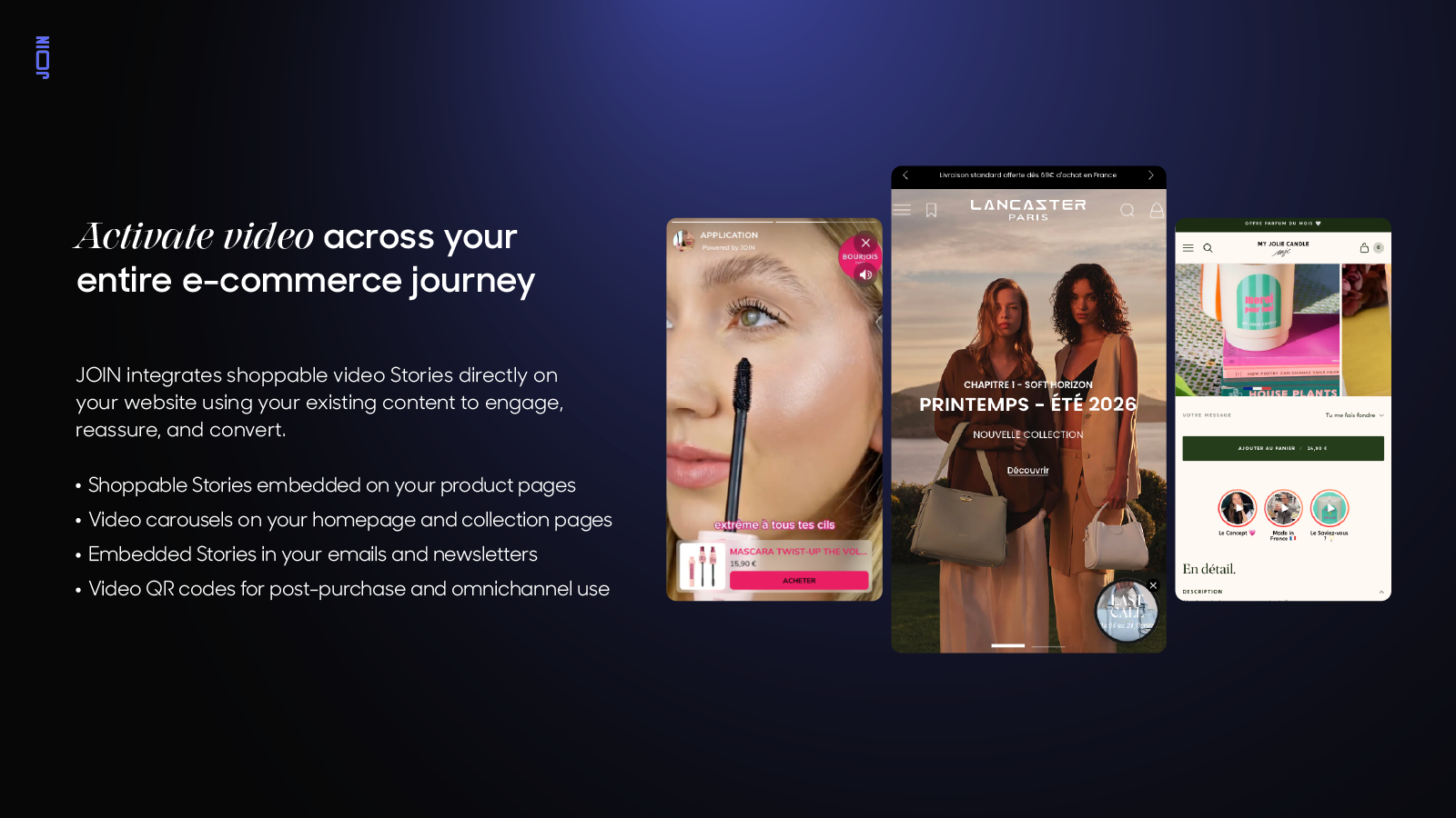 Join Stories integration shoppable video Shopify