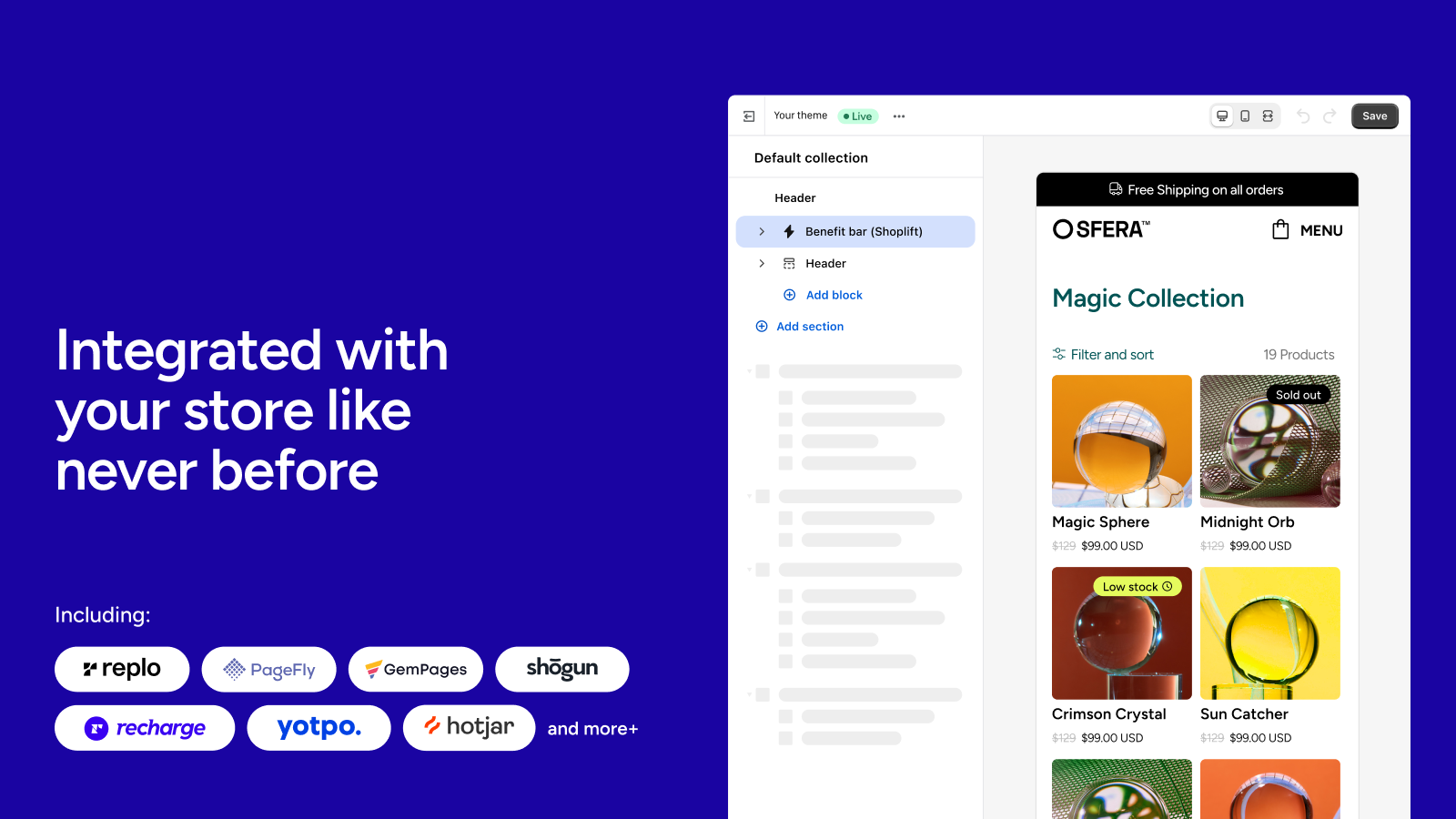 Shoplift integration theme customizer Shopify