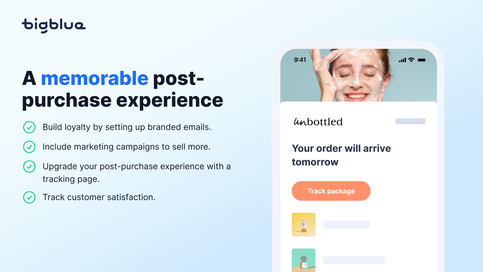 Bigblue experience post-achat tracking livraison Shopify