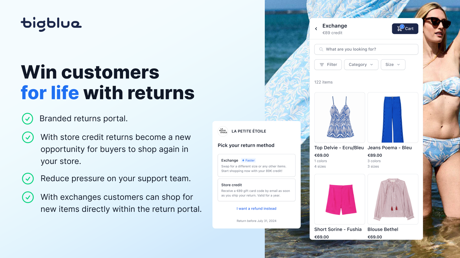 Bigblue portail retours clients fidelisation Shopify