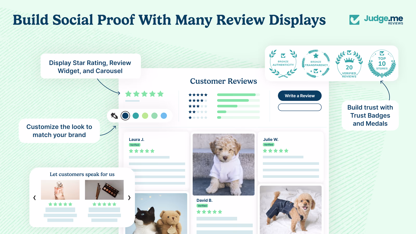 Judge.me - Widgets d'avis produit Shopify personnalisables