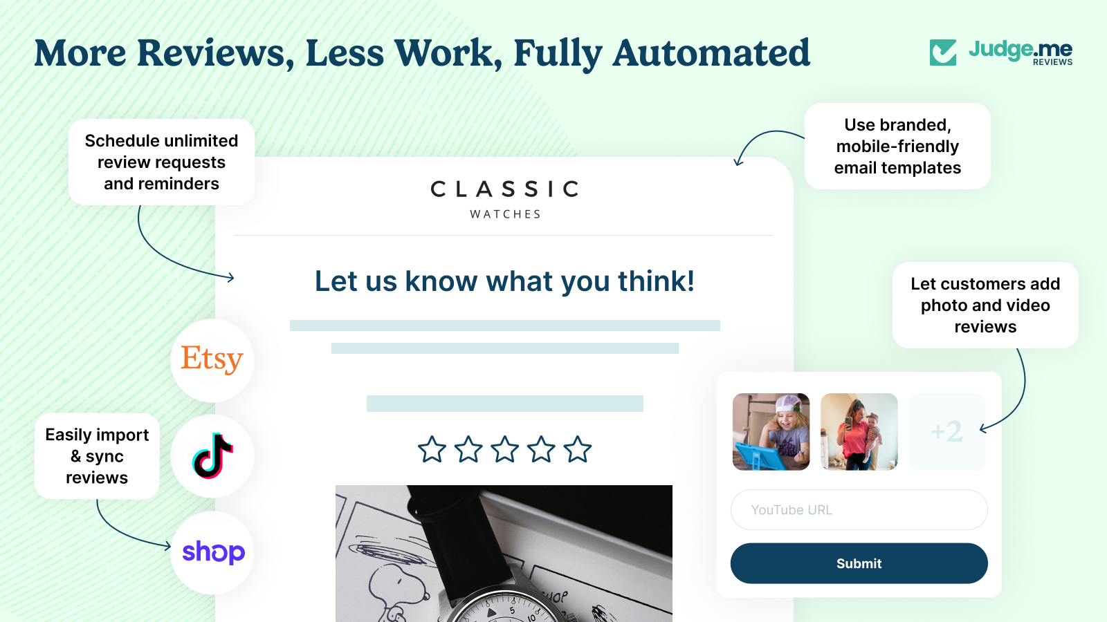 Judge.me - Collecte automatique d'avis Shopify par email SMS QR code