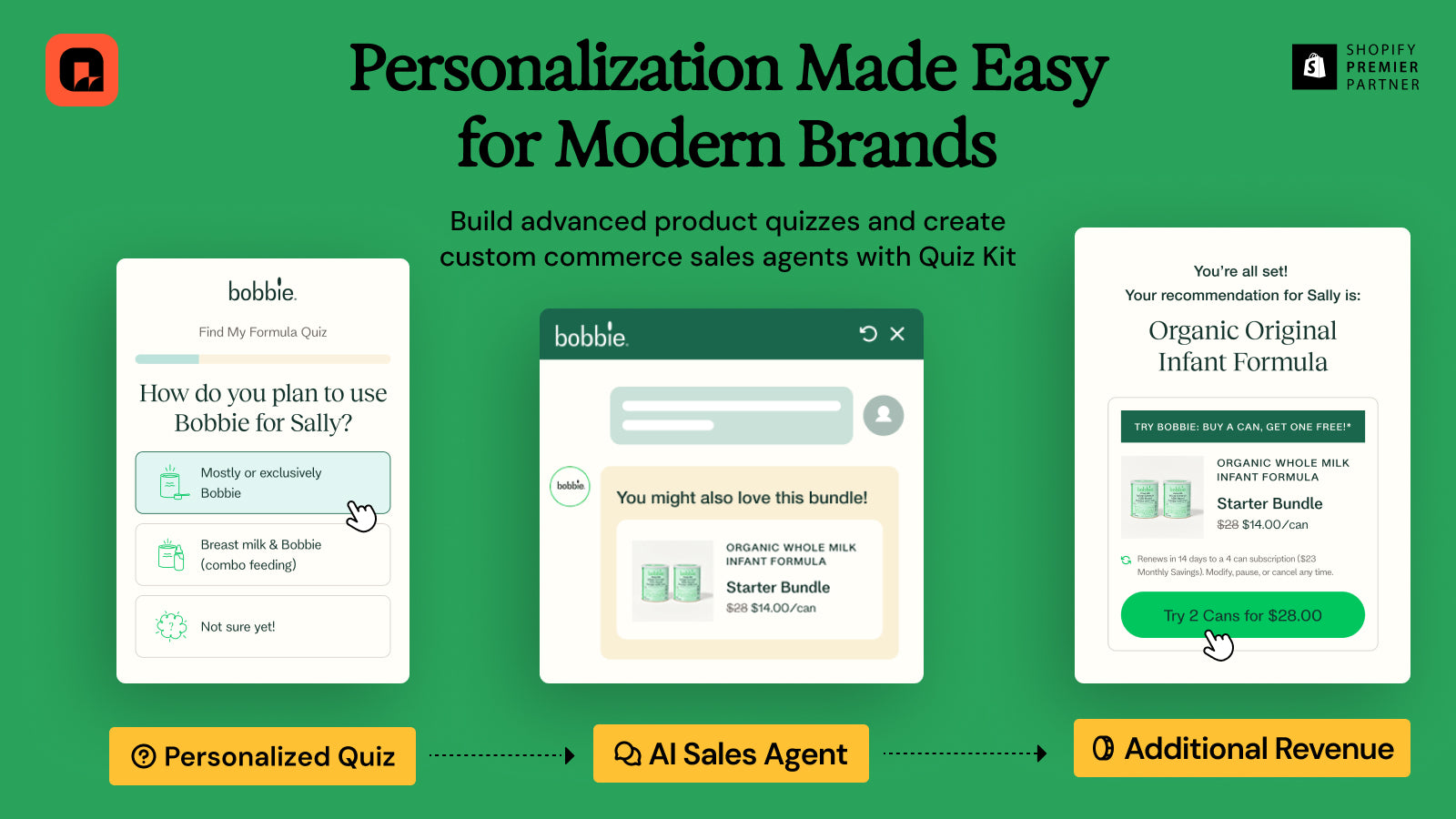 Quiz Kit – personnalisation produit Shopify