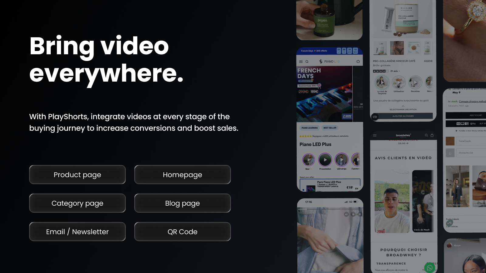 PlayShorts - Videos shoppables sur toutes les pages Shopify